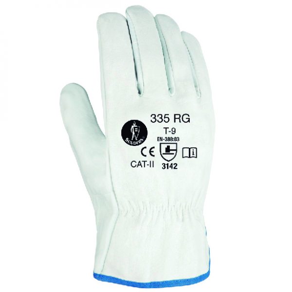 GUANTE FLOR VACUNO GRIS CON RIBETE GSTF 335RG T-9