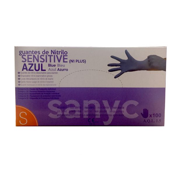 GUANTE NITRILO AZUL SENSITIVE  T-P C/100 UDS