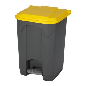 CONTENEDOR 87L GRIS C/RUEDAS Y TAPA COLOR AMARILLA