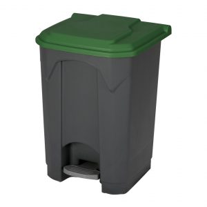 CONTENEDOR 87L GRIS C/RUEDAS Y TAPA COLOR VERDE