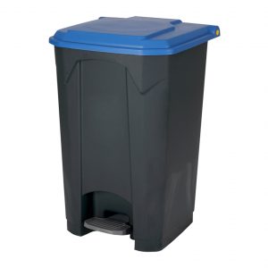 CONTENEDOR 87L GRIS C/RUEDAS Y TAPA COLOR AZUL